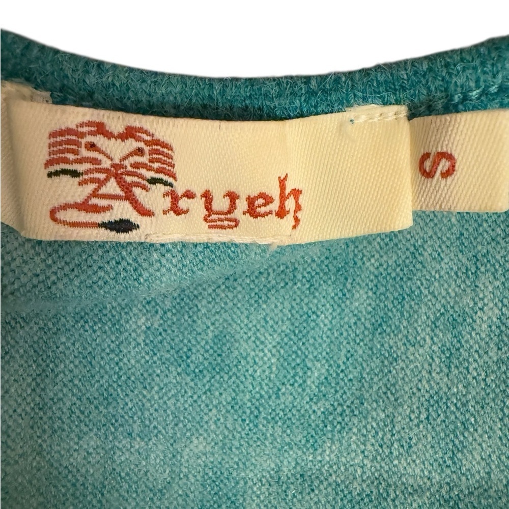 Aryeh Boho Embroidered Floral Knit Small Dress Cottagecore Folk Art Whimsy - Picture 4 of 6